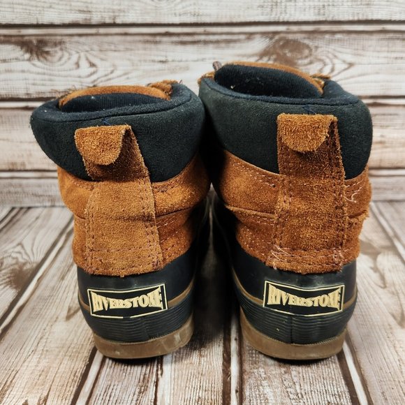 Vtg RIVERSTONE Thermolite Womens 7 Brown Suede Blue Waterproof Winter Snow Boots - Picture 5 of 8